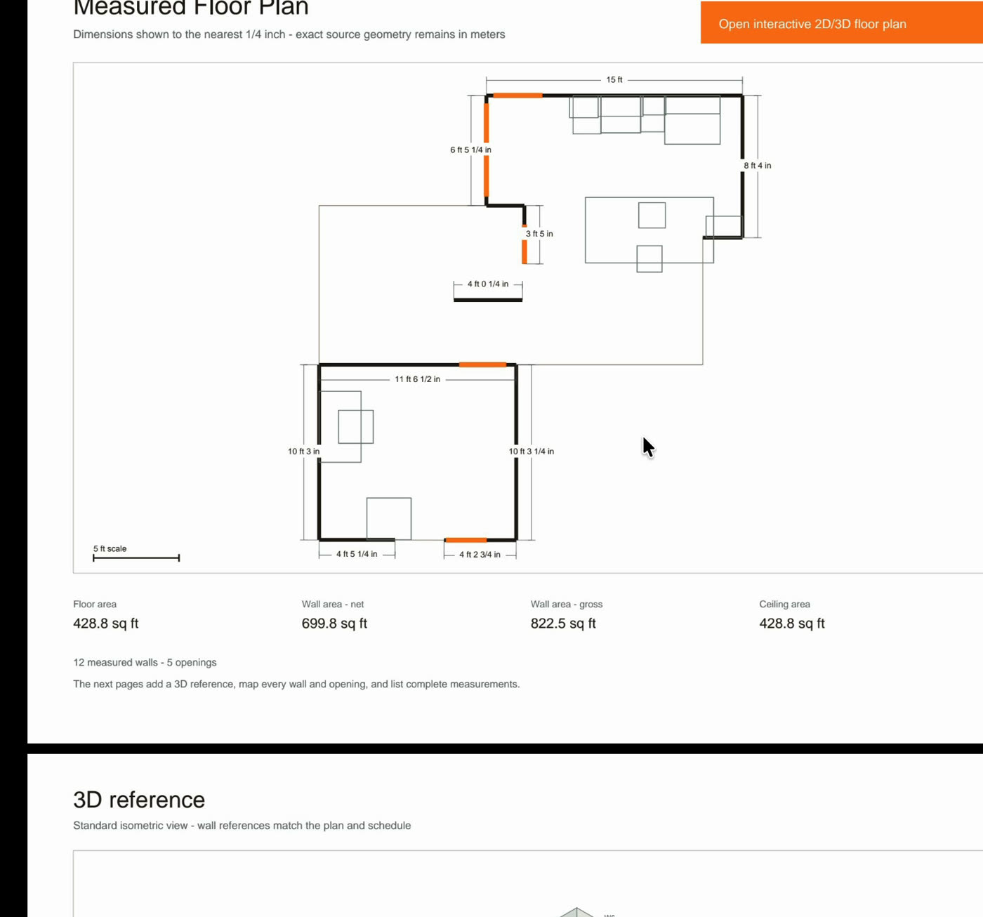 The Biltum measured floor plan PDF open in JobTread