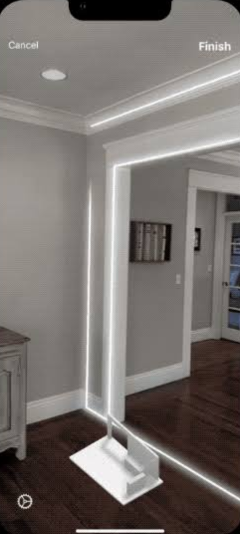 Biltum room scan showing detected walls and an opening